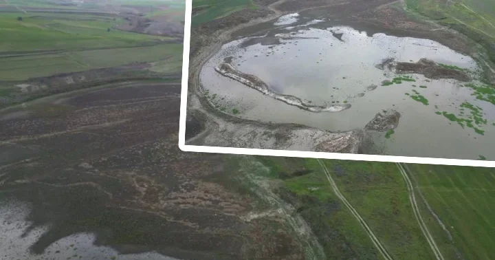 Doğu da kar Batı da kuraklık! Sulama ve içme suyu amaçlı kullanılan gölette su tükenme noktasında