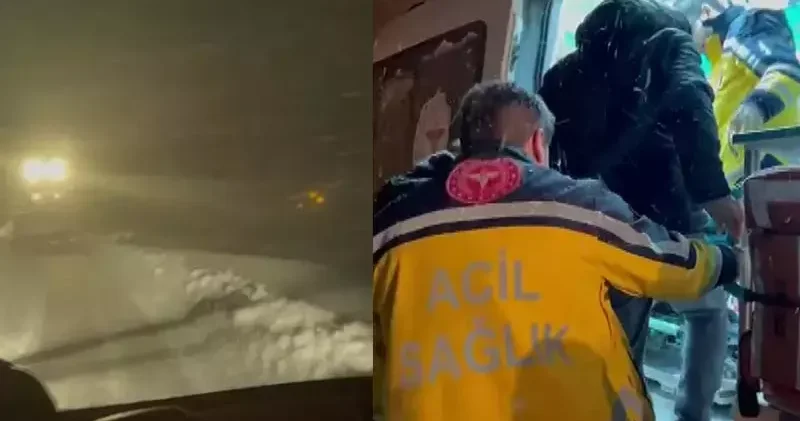 İş makinesi yolu açtı, sağlık ekipleri hastaya müdahale etti