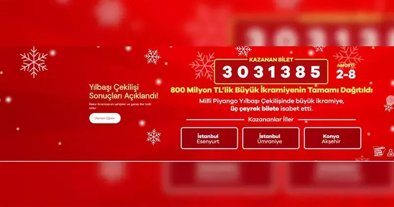 Milli Piyango nun yılbaşı özel çekilişinde büyük ikramiye çeyrek bilete isabet etti