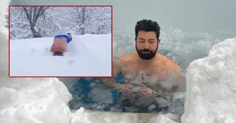 Soğuğa meydan okudular! Eksi 10 derecede biri kara daldı, diğeri buzlu havuza...