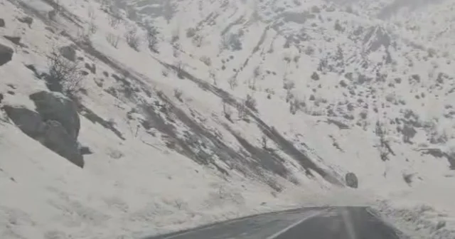 Kopan dev kaya parçası yola düştü; o anlar kamerada Hakkari Haberleri