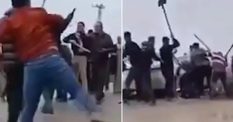 Meydan savaşı gibi! Taş, sopa ve küreklerle saldırdılar