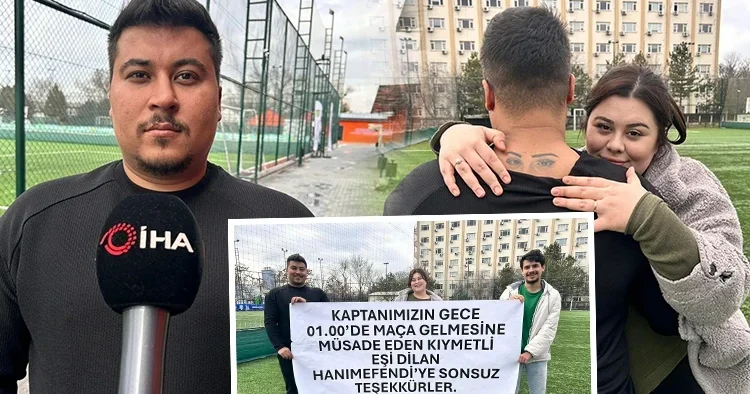 Halı sahada yengeye pankartlı mesaj