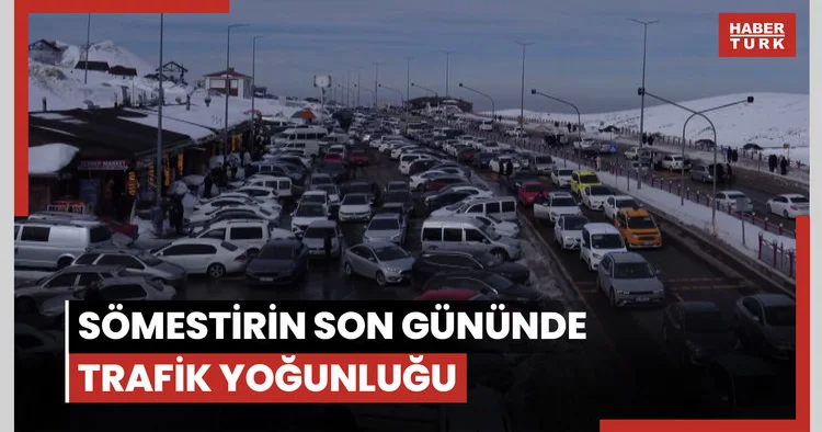 Erciyes Kayak Merkezi’nde sömestirin son gününde trafik yoğunluğu