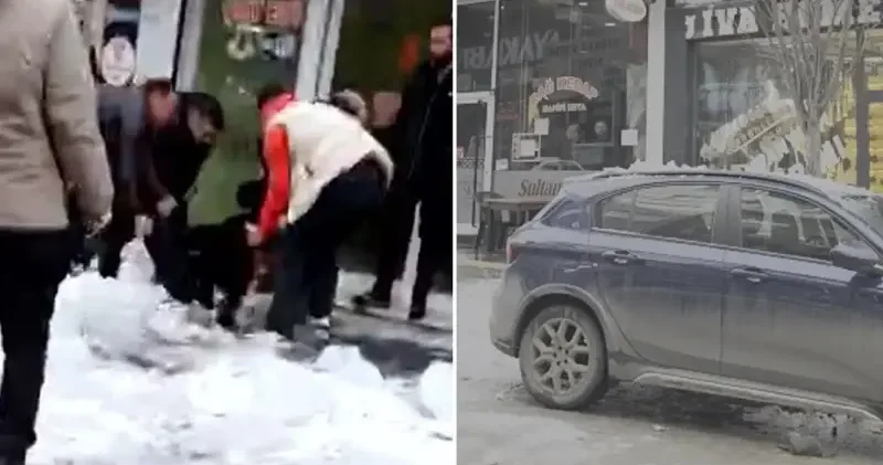 Ağrı’da çatıdan akan kar kütlesi kaldırımda yürüyen vatandaşın üzerine düştü Erzurum Haberleri