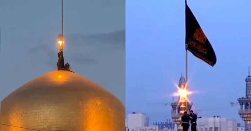 İran da Hamaney in ölümü sonrası İmam Rıza Türbesi ne siyah sancak çekildi