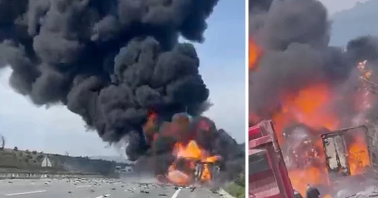 Kuzey Marmara Otoyolu’nda tır yangını: Ekiplerin müdahalesi sürüyor