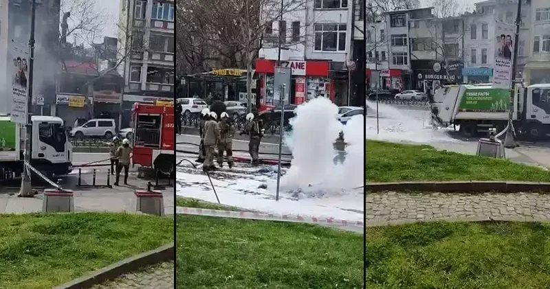 Fatih te çöp kamyonunda patlama