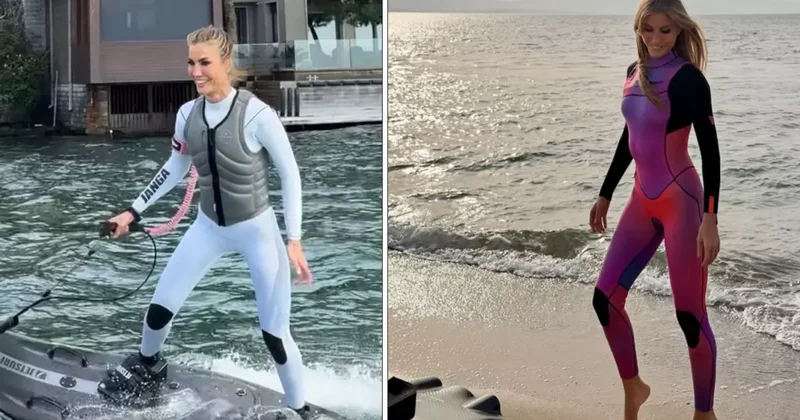 Çağla Şıkel den cesaret isteyen spor! Suyun üzerinde adeta şov yaptı