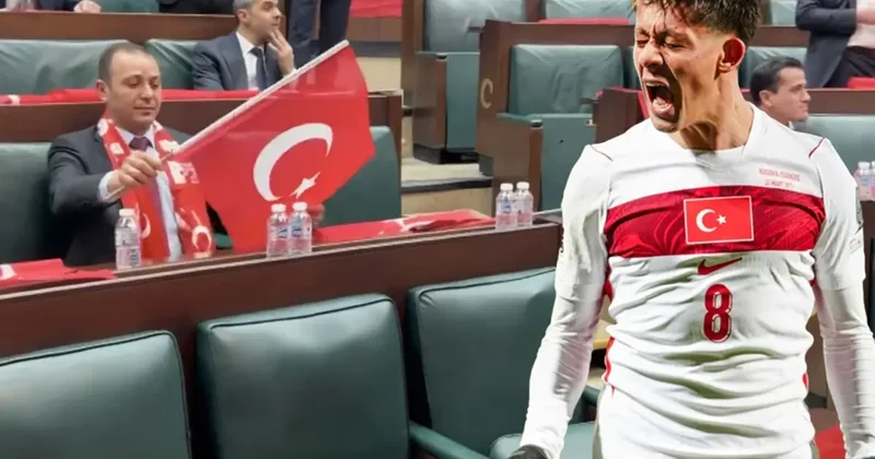 AK Parti grubunda milli takım coşkusu! Salon Türk bayraklarıyla donatıldı