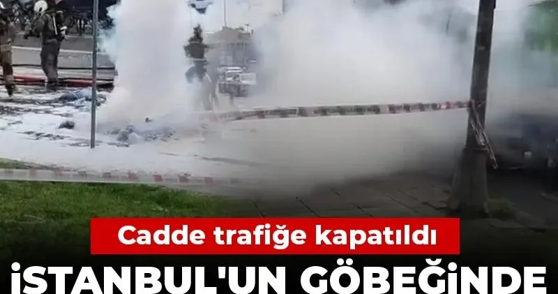 Son dakika İstanbul un göbeğinde çöp kamyonu patladı! Cadde trafiğe kapatıldı