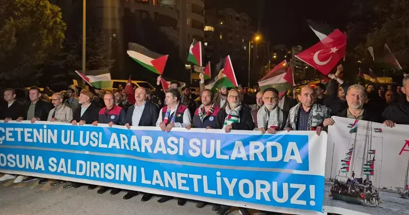 ABD Büyükelçiliği önünde, İsrail in Sumud Filosu’na yönelik müdahalesi protesto edildi