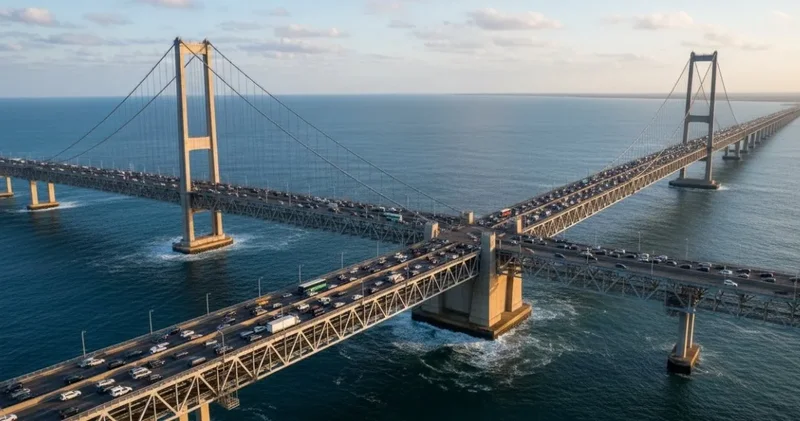 Açılmadan 5 dünya rekoru kırdı: Dünyanın en büyük köprüsü 2 katlı, 16 şeritli, Güney Kore nin milli geliri kadar yatırım yapıldı