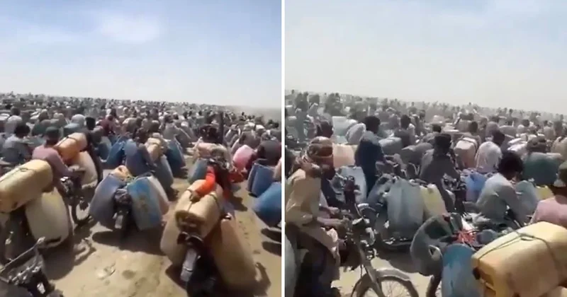 Akaryakıt krizine giren Pakistan’da İran sınırında bidonlu izdiham