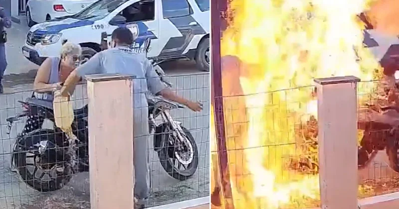Cezaya sinirlenen sürücü, motosikletini ateşe verirken annesini yaktı