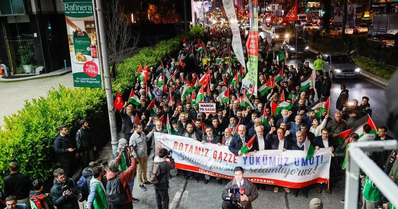Binlerce kişi Sumud ve Gazze’ye destek için İsrail Konsolosluğu’na yürüdü