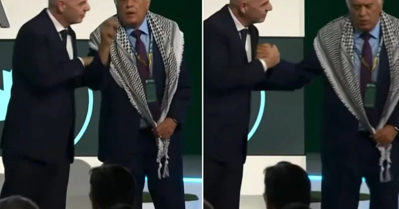 Infantino dan skandal hareket! Filistin Futbol Federasyonu Başkanı sahneyi terk etti