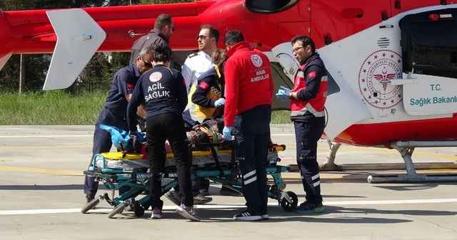 Tarlada bacağı kırılan kadın, ambulans helikopterle hastaneye ulaştırıldı Samsun Haberleri