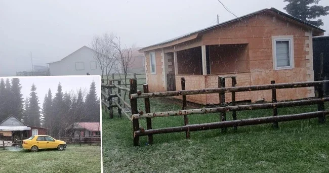 Hava sıcaklıkları düştü: Baharı beklerken güne kar yağışıyla başladılar