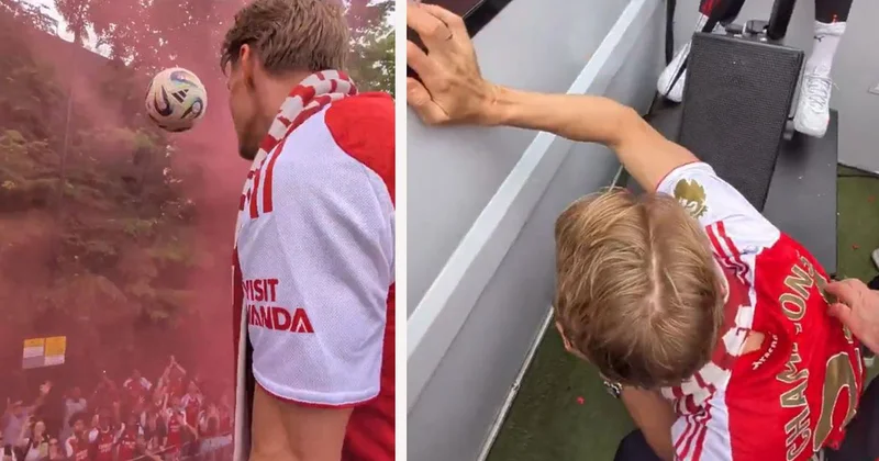 Odegaard ın taraftarlara fırlattığı top hiç olmaması gereken kişiye isabet etti