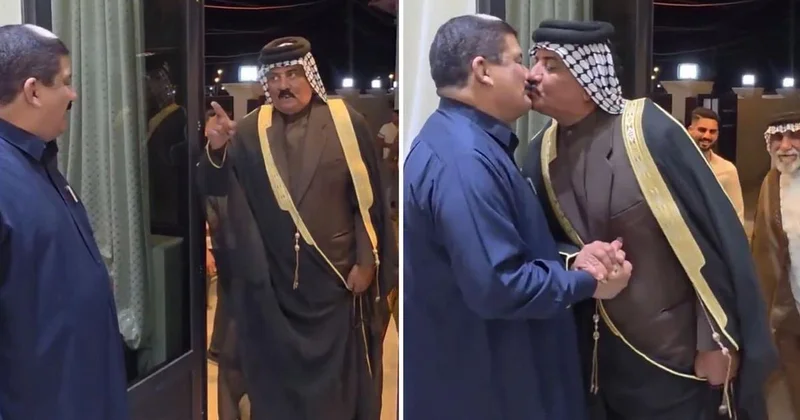 Irak ta bir garip gelenek! Ağa, ağayı dudağından öptü