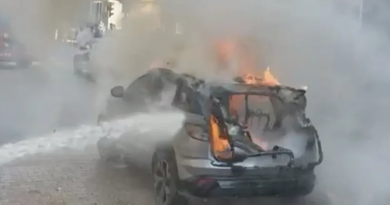 Osmaniye’de seyir halindeki otomobil yandı