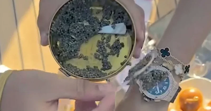 FUNDA KARAYEL Saatin üzerine havyar koyma görgüsüzlüğü!