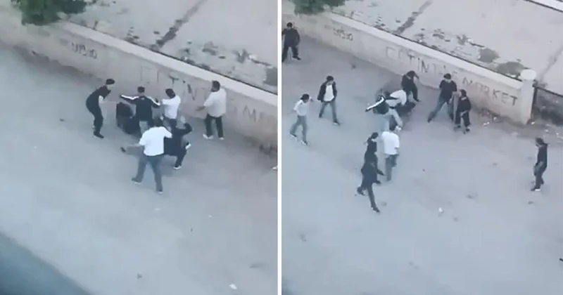 Elazığ da gençler bir şahsı araya alıp öldüresiye darp etti, o anlar kamerada