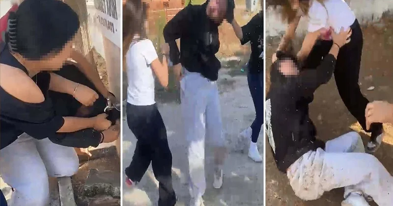 Liseli kızların şoke eden görüntüsü: Çeşmede ıslatıp, yerde sürükleyerek darbettiler