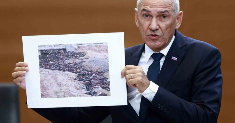 Slovenya Başbakanı Jansa dan parlamentoda büyük fiyasko: Gazze fotoğrafını Sudan diye gösterdi