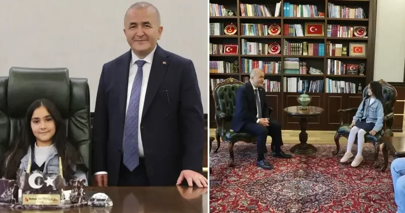 Elazığ Valisi Hatipoğlu valilik hayali kuran küçük kızı makamında ağırladı Elazığ Haberleri