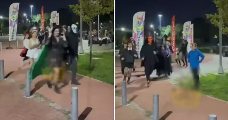 Kostümünü giyen parkta koştu, kimse ne olduğunu anlamadı