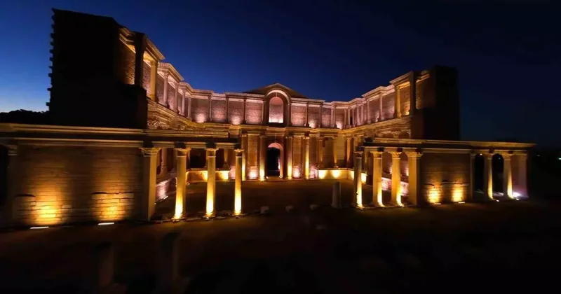 Paranın ilk basıldığı Sardes Antik Kenti artık gece de parlıyor