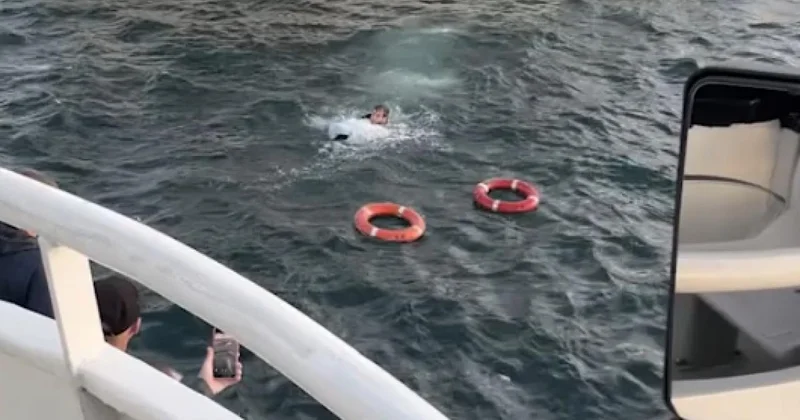 Feribottan düşen kadın böyle kurtarıldı