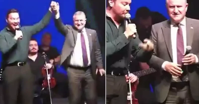 Bakan Osman Aşkın Bak, Sinan Akçıl ile sahnede şarkı söyledi