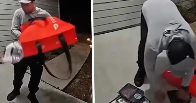 Kuryeden mide bulandıran teslimat: Yere düşen tavukları kutusuna geri koydu!