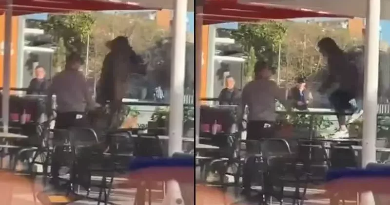 Kağıthane’de restoranda sandalyeli kavga: Masaya atladı kayarak düştü