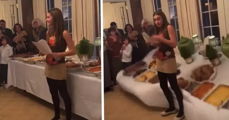 Şükran günü şoku: Ağırlığa dayanamayan masa devrildi