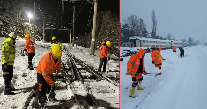 Demir yollarında yoğun kar mesaisi