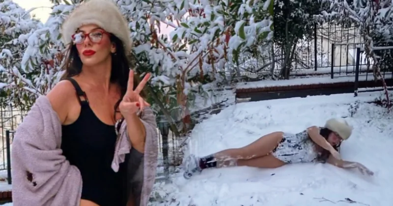 Erdal Özyağcıların kızı Zeynep Özyağcılar mayoyla karların üzerinde yuvarlandı