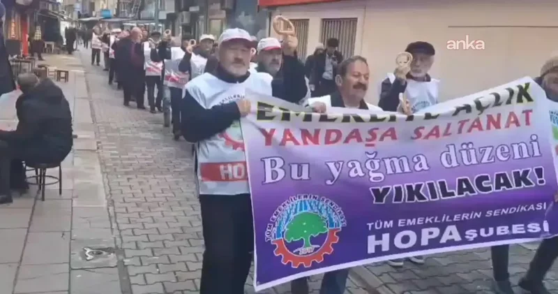 Emekliler soğuk havada yoksulluğa isyan etti