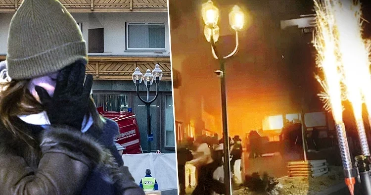 İsviçre de facia geliyorum demiş: Yangının çıkış görüntüsü ortaya çıktı... Her şey saniyeler içinde alev aldı