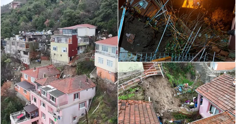 Sokak merdivenleri çöktü; 31 kişinin yaşadığı 4 bina tahliye edildi!