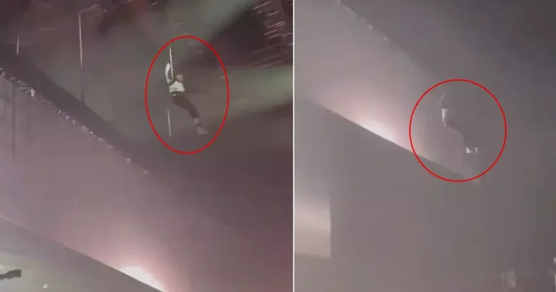 Ünlü şarkıcı 20 metreden yere çakıldı! Korku dolu anlar kamerada