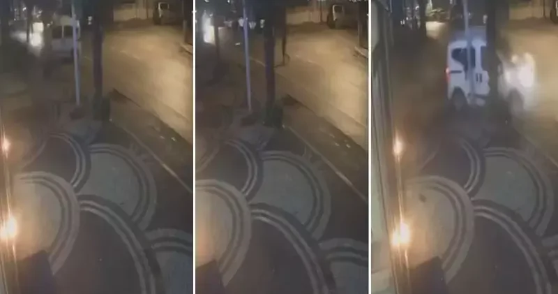Hafif ticari aracın çarptığı yaya öldü; kaza kamerada