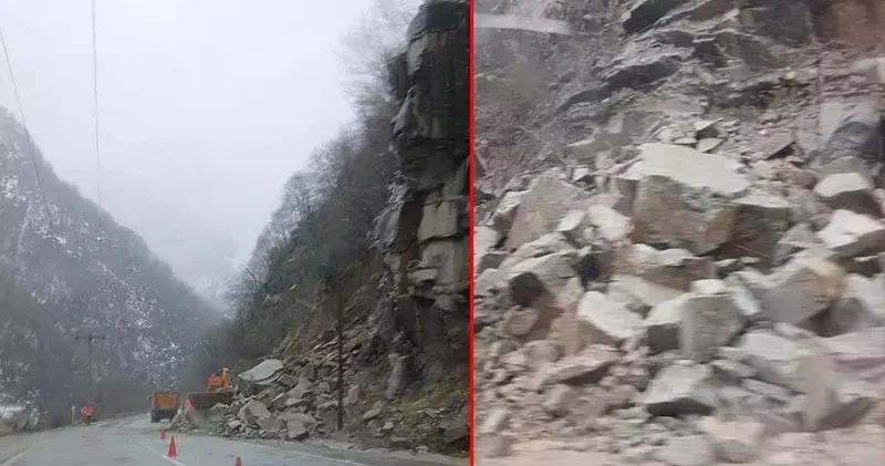 Gümüşhane Giresun kara yolunda heyelan