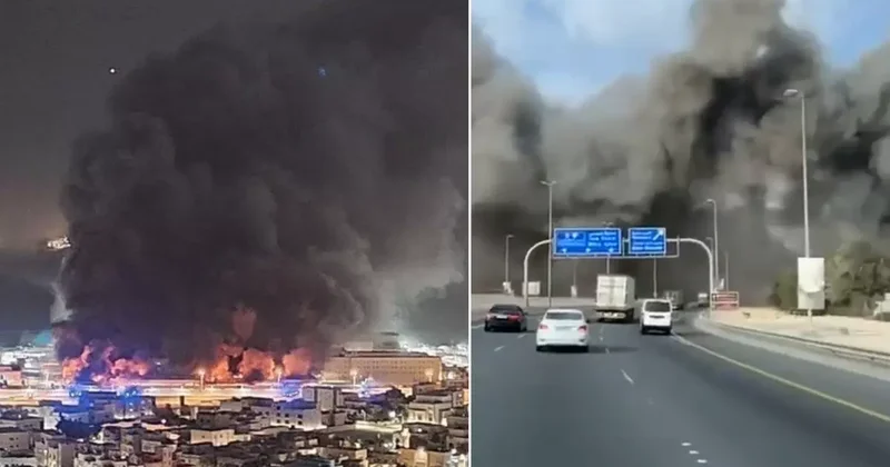 İran vurduğu ülkeden yeni görüntüler! Mühimmat deposu infilak etti