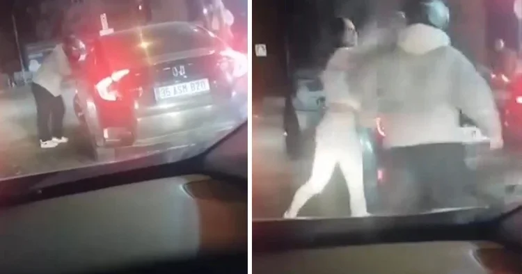 Motosiklet sürücüsü neye uğradığını şaşırdı: Uyarmak için yanına gitti, saldırıya uğradı