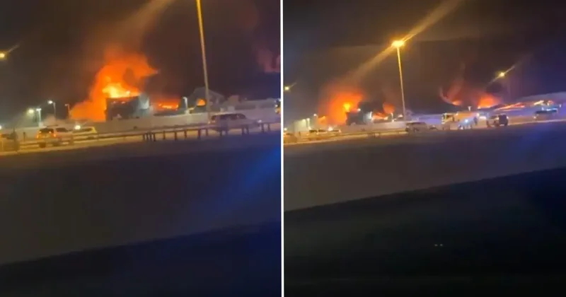 Bahreyn deki ABD üssü alev alev yandı