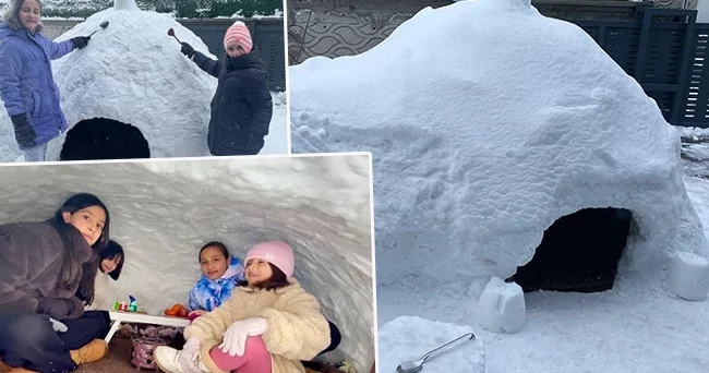 Yoğun kar yağışını fırsata çevirdiler: Kar kalınlığı 30 santimetreyi buldu! Kuzey Kutbu ndaymış gibi hissediyoruz